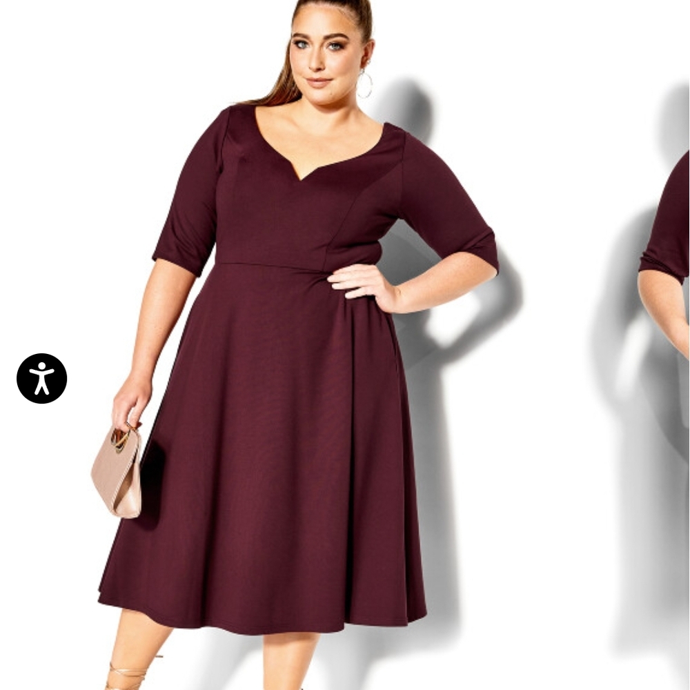 City Chic Burgundy Dress XL